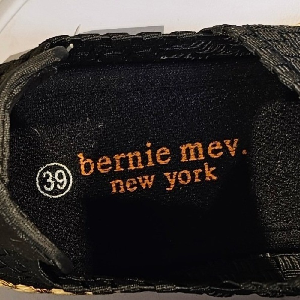 Bernie Mev Mish Black Woven Mary Jane Espadrille Flats Rose Gold Sz 39 8.5 New - Picture 9 of 11